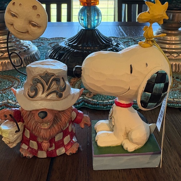 Jim Shore Snoopy and Woodstock with Floral Accents/Werewolf with Moon Figurine - Picture 2 of 7